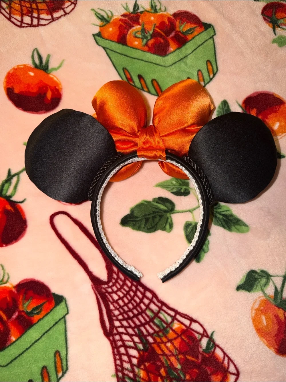 Disney Halloween Minnie Bow Pumpkin Ears Headband Orange Black Green Gems MNSSHP
